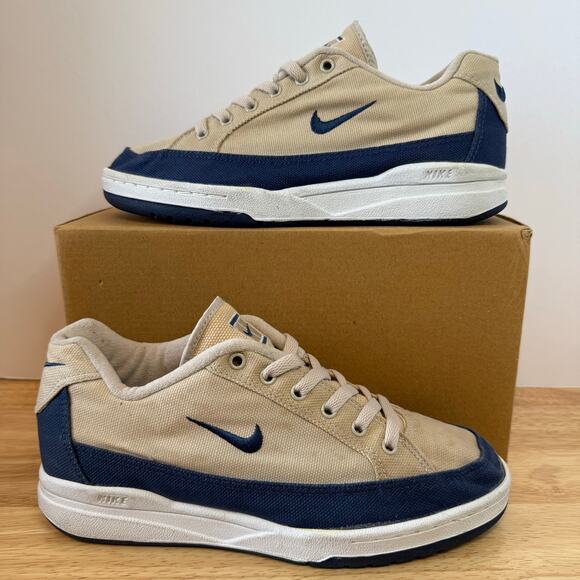 Nike GTS Canvas Shoes Tan Navy Blue Vintage 2001 Men’s Size 7 - 140330-242 - Picture 1 of 9